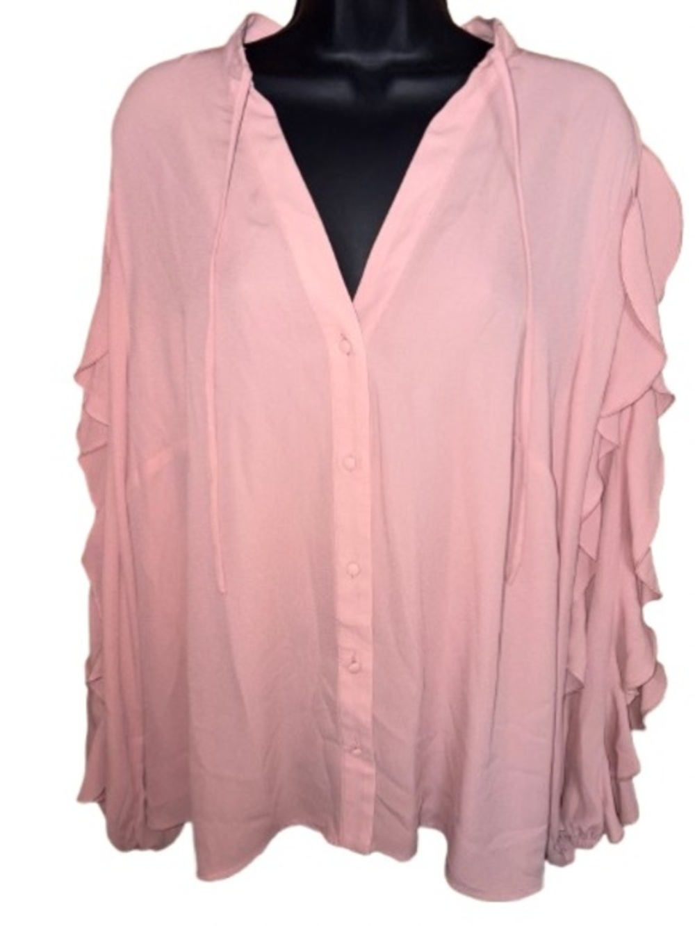 Eloquii Blush Pink Ruffle Sleeve V-Neck Blouse size 18